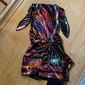 THE ATTICO Sequined chiffon halterneck mini dress